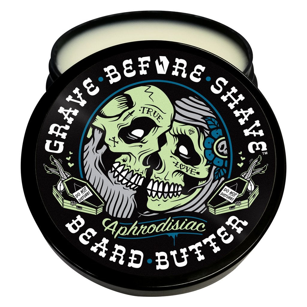 GRAVE BEFORE SHAVE™ Aphrodisiac Beard Butter 4oz. Container (Cedar / Leather Scent)