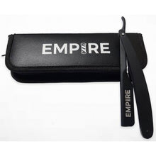 Load image into Gallery viewer, Empire Barber Black Steel Straight Razor W/ Zipper Pouch #EMP100
