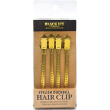Load image into Gallery viewer, Black Ice Professional Stylish Duckbill Hair Clips [4PC/SET] - Gold
