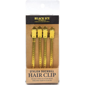 Black Ice Professional Stylish Duckbill Hair Clips [4PC/SET] - Gold