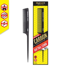 Load image into Gallery viewer, Black Ice Professional 8 1/2&quot; Carbon Rat Tail Comb
