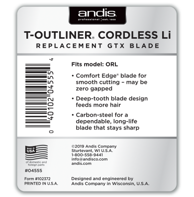 Andis Cordless T-Outliner® Li Replacement Deep Tooth GTX Blade - Carbon Steel