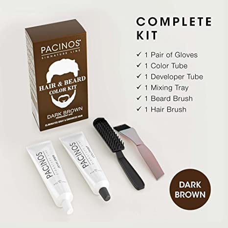 Pacinos Signature Line Hair & Beard Color Kit - Dark Brown