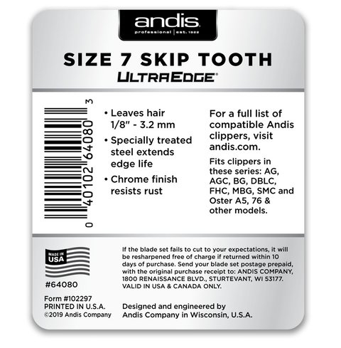 Andis UltraEdge® Detachable Blade, Size 7 Skip Tooth