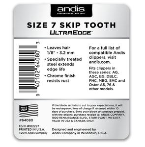 Andis UltraEdge® Detachable Blade, Size 7 Skip Tooth