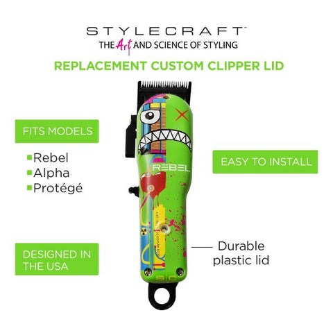 Stylecraft Replacement Radioactive Hair Clipper Lid Compatible with Rebel, Alpha, and Protégé Models