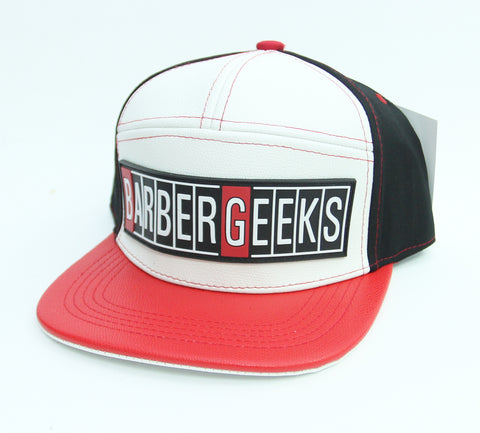 BarberGeeks Snap Back Hat - White / Red / Black