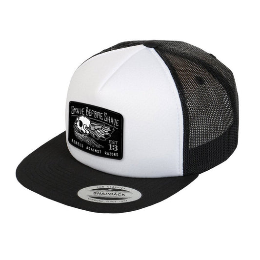 GRAVE BEFORE SHAVE™ Trucker hat - Rebels Flying B/W