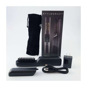 Stylecraft Heat Stroke - Cordless Beard and Hair Styling Hot Brush Black with Cool Touch Tips
