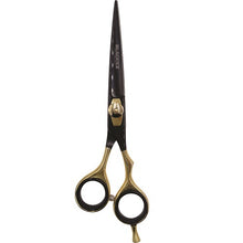 Load image into Gallery viewer, Black Ice Professional Stylish Off Set Grip Black &amp; Gold 6&quot; Shear
