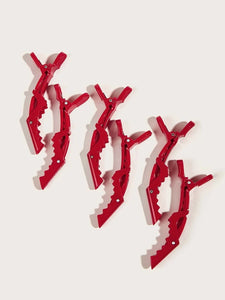 Red Alligator Hair Clips - 6pc