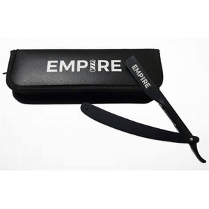 Empire Barber Black Steel Straight Razor W/ Zipper Pouch #EMP100