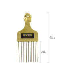 Load image into Gallery viewer, Black Ice Professional Metal Pick Comb/Gold Handle
