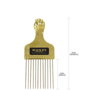 Black Ice Professional Metal Pick Comb/Gold Handle