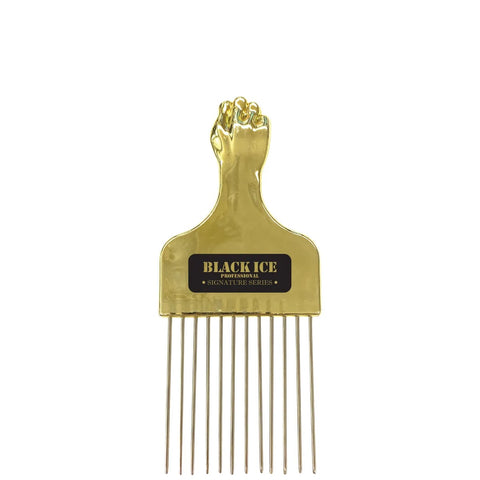 Black Ice Professional Metal Pick Comb/Gold Handle
