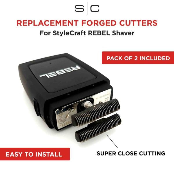 Stylecraft Replacement Rebel Men’s Shaver Set of 2 Stainless Steel Cutter Blades