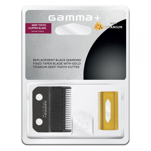Gamma+ Replacement Black Diamond Fixed Taper Blade With Gold Titanium Deep Tooth Cutter