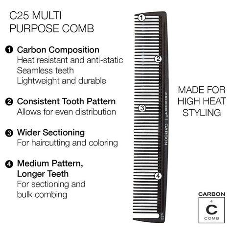 Cricket Carbon Comb C25 Multi Purpose Comb