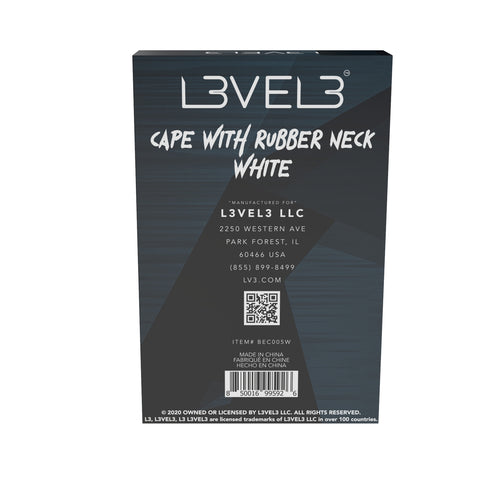 L3VEL3™ Professional Salon Cape With Rubber Neck - White