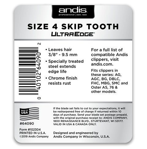 Andis UltraEdge® Detachable Blade, Size 4 Skip Tooth