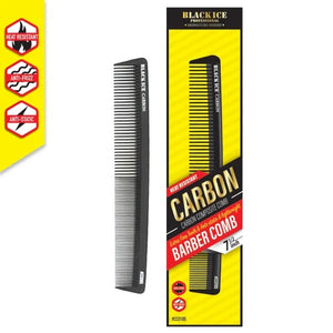 Black Ice Professional 7 1/2" Carbon Barber Comb