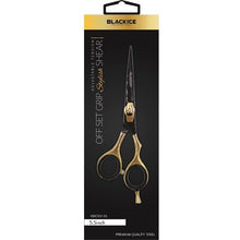 Load image into Gallery viewer, Black Ice Professional Stylish Off Set Grip Black &amp; Gold 5.5&quot; Shear
