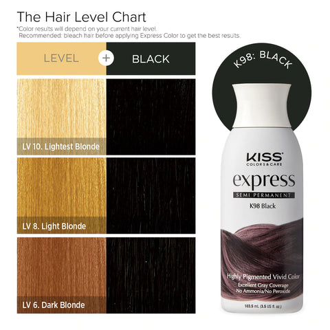 KISS Express Semi-Permanent Hair Color - K98 Black