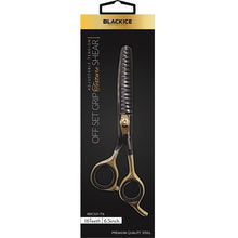 Load image into Gallery viewer, Black Ice Professional Stylish Off Set Grip Black &amp; Gold 6.5&quot;Texture Shear - 16 teeth
