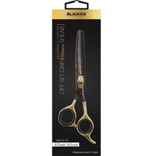 Load image into Gallery viewer, Black Ice Professional Stylish Off Set Grip Black &amp; Gold 6.5&quot; Texture Shear - 30 Teeth
