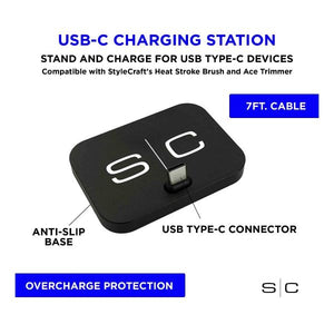 Stylecraft USB-C Portable Charging Dock Stand for Hair Clippers, Trimmers, Shavers, and Type-C Phone Ports