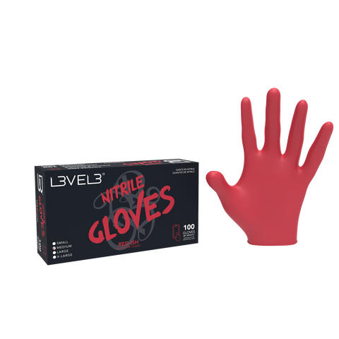 L3VEL3 ™ Nitrile Gloves 100 Pack - Red-ish