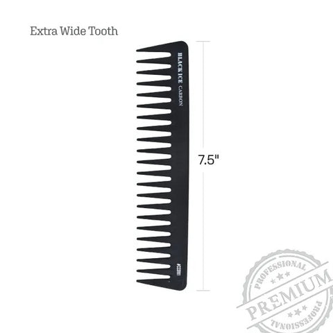 Black Ice Professional 7 1/2" Extra Wide Tooth Carbon Comb