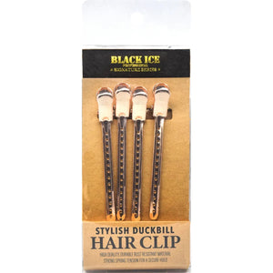 Black Ice Professional Stylish Duckbill Hair Clips [4PC/SET] - Rose Gold
