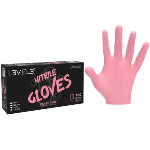L3VEL3 ™ Nitrile Gloves 100 Pack - Pearl Pink
