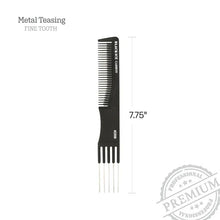 Load image into Gallery viewer, Black Ice Professional 7 1/2&quot; Carbon Metal Teasing Comb
