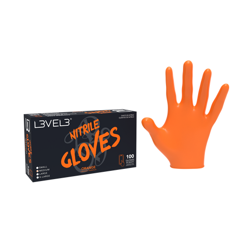 L3VEL3 ™ Nitrile Gloves 100 Pack - Orange